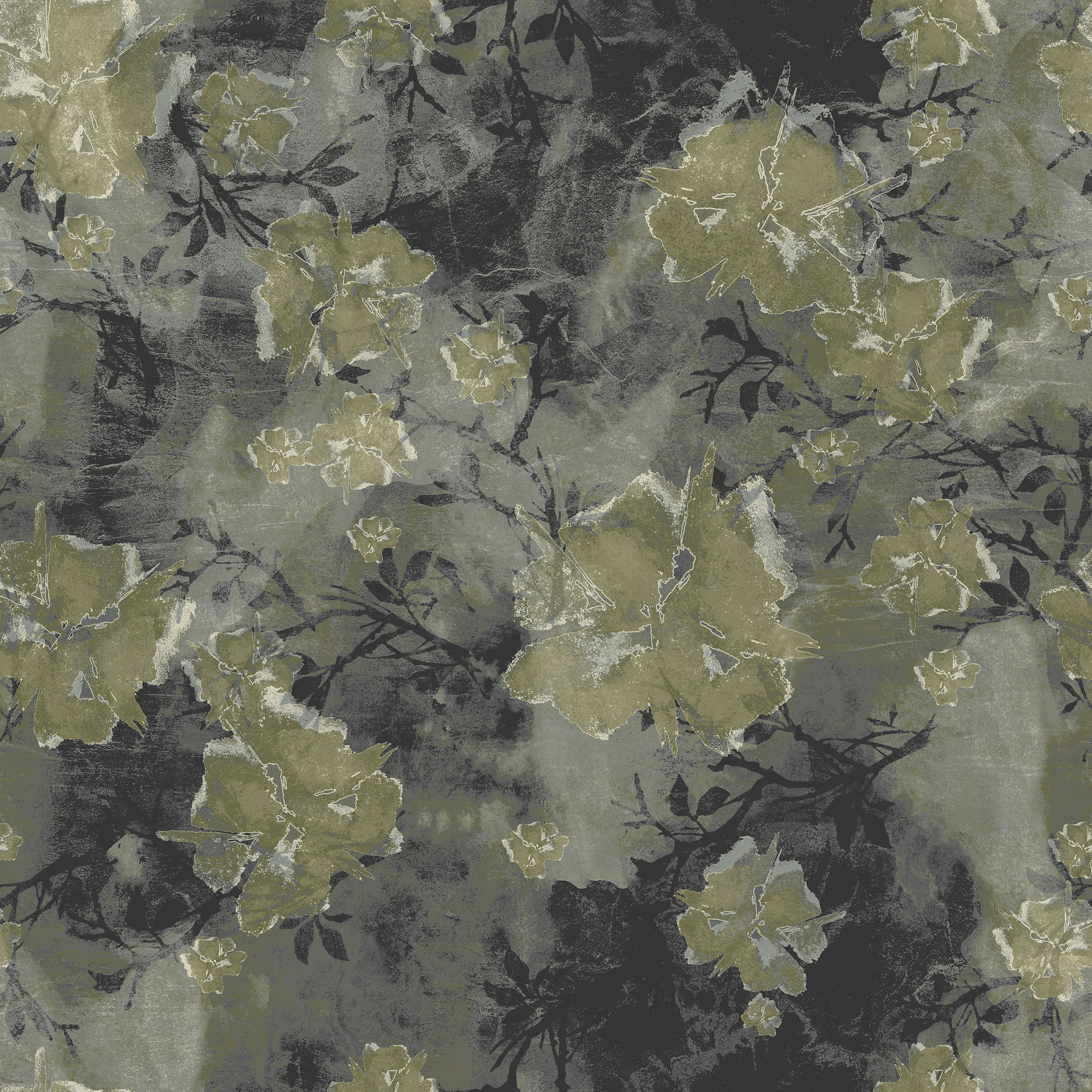 asian flower  light grey